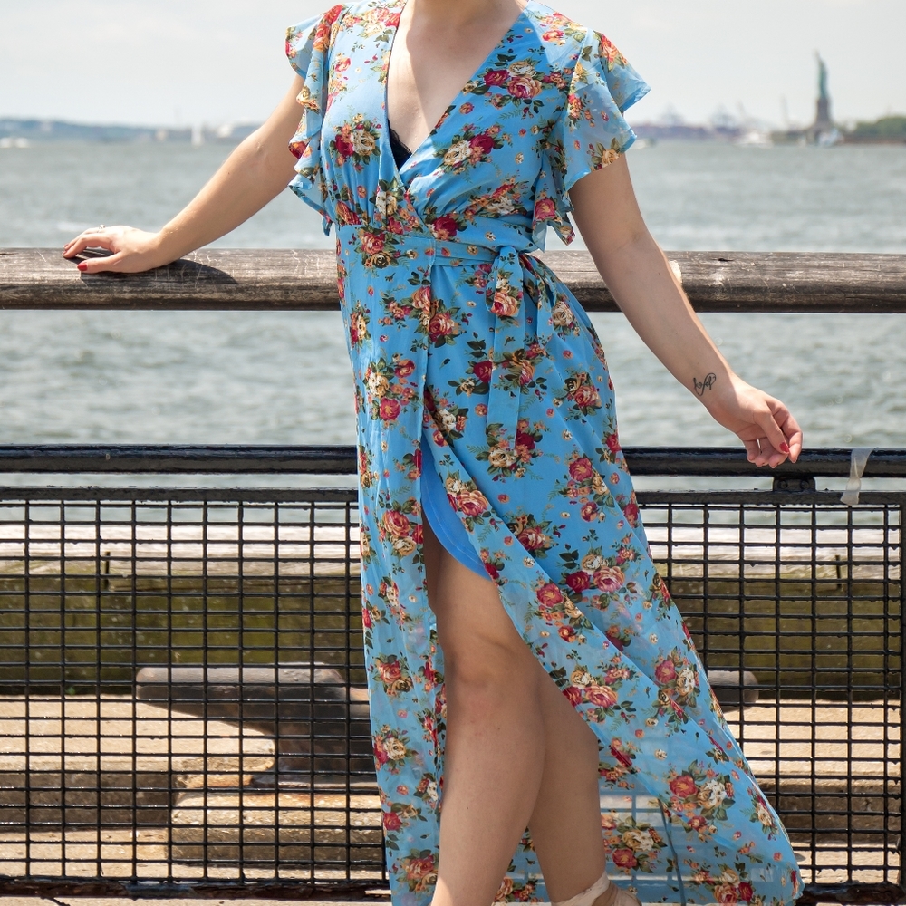 Gently Used Entro Floral Wrap Dress Size S